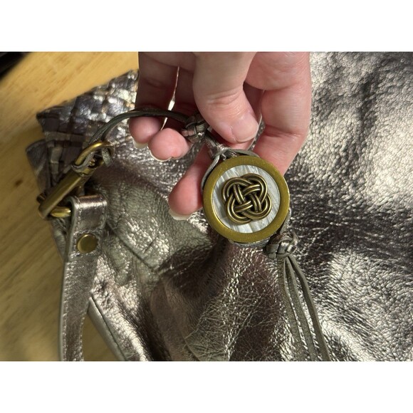 Elliot Lucca Leather Crossbody Bag - Metallic Silver Bronze w/ Adjustable Strap - Picture 10 of 10